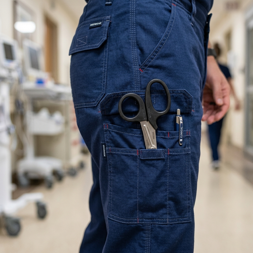 Premium Cargo Scrub Pants Pocket Utility Detail