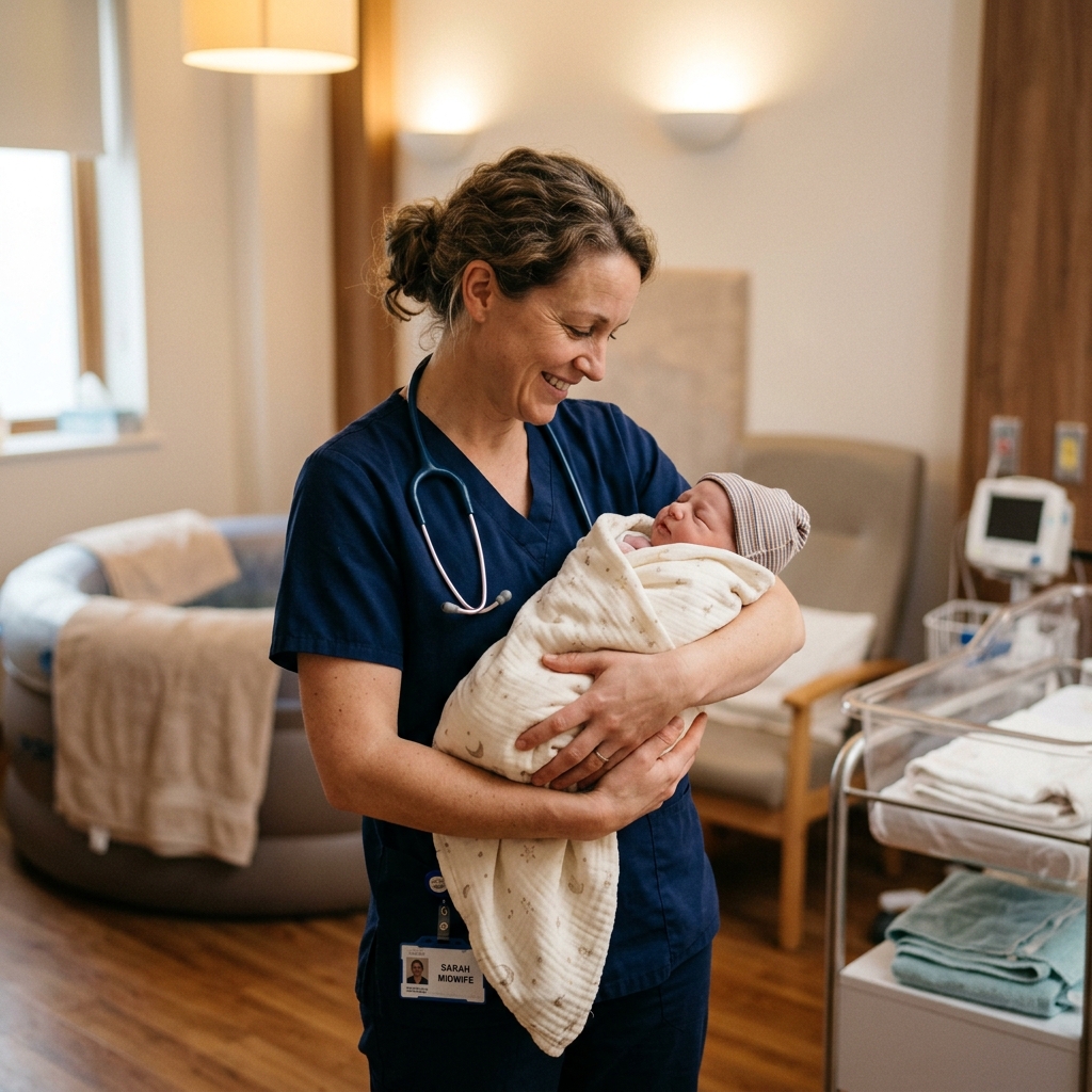 Midwifery Professional wearing Ultra-Soft Scrubs